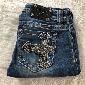 Miss Me Cross Design Bootcut Jeans